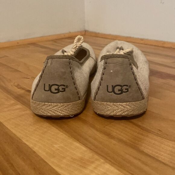 UGG Beige Espadrille Ballet Canvas Slip On Flats Size 10 - Picture 7 of 10